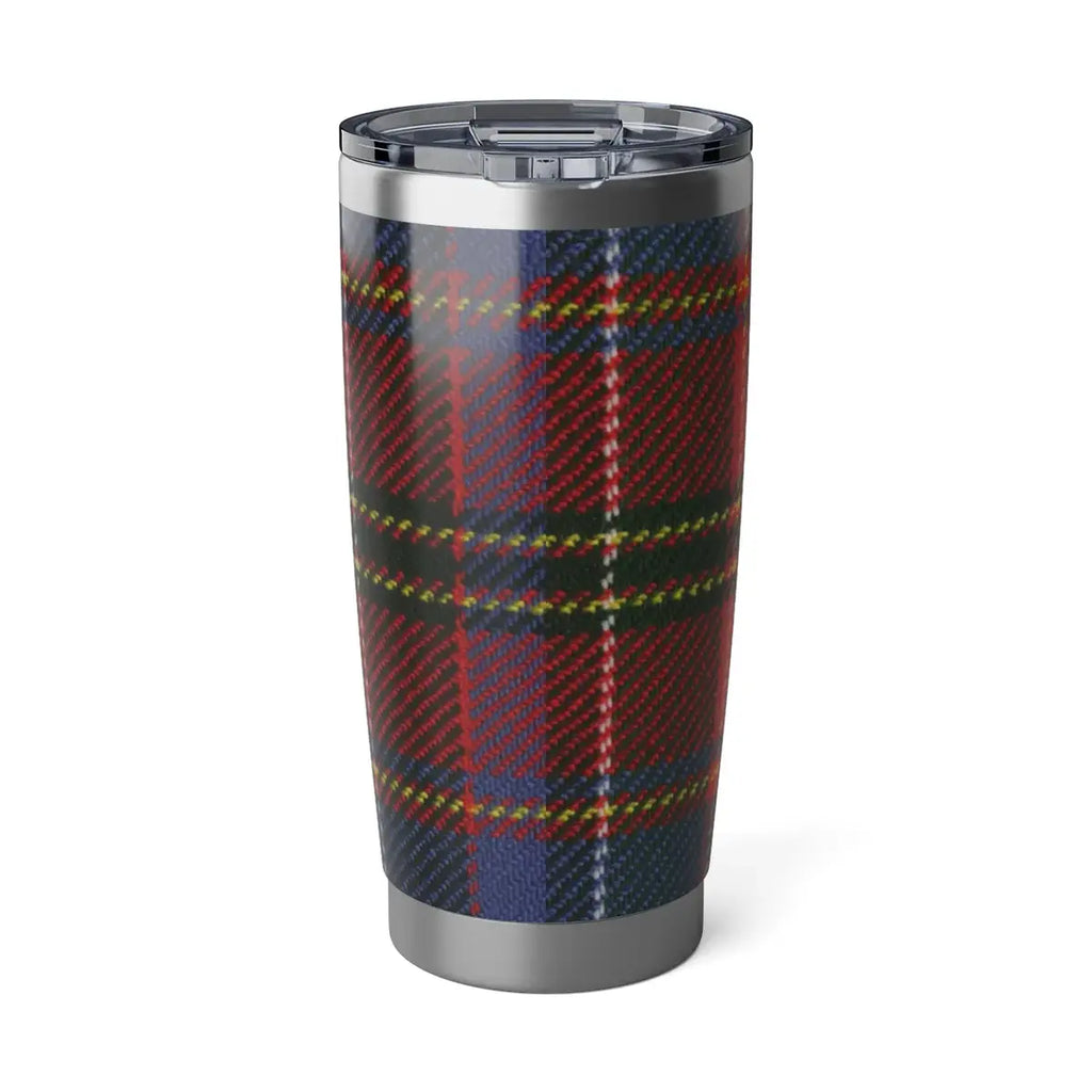 Hay Serva Jugum clan crest tartan plaid insulated tumbler — classic plaid design on stainless steel