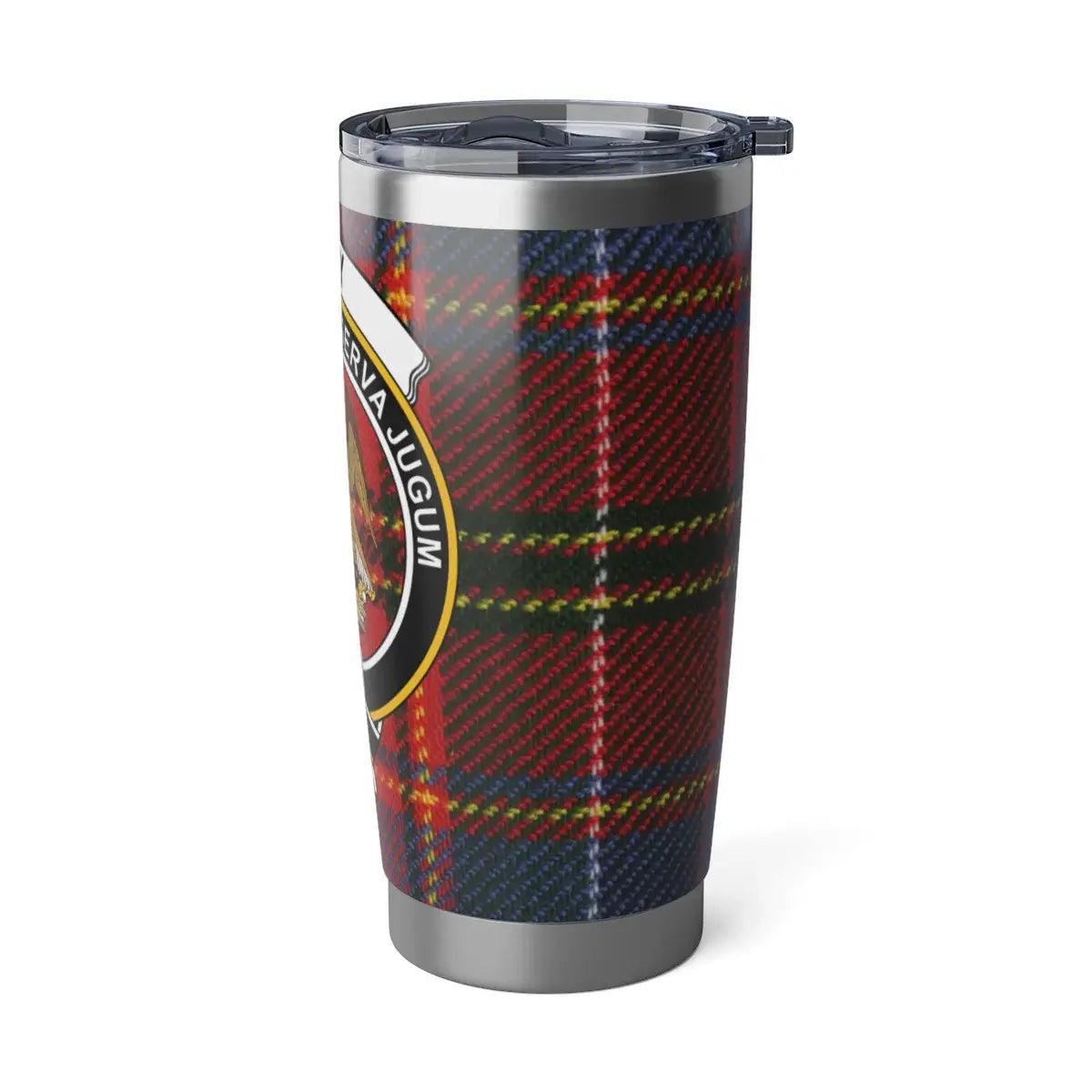 Hay clan crest red plaid stainless steel insulated tumbler — Serva Jugum design