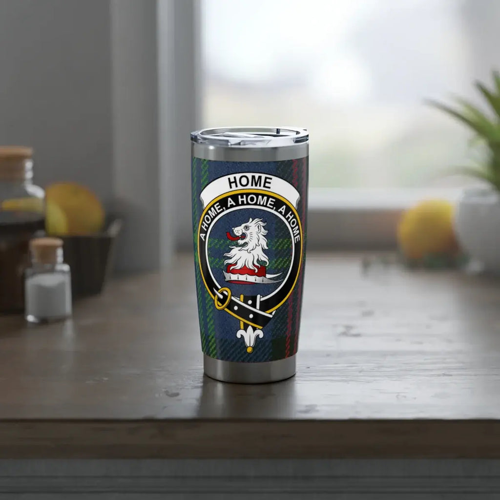 Home clan crest tumbler — A Home A Home A Home design on 20oz insulated stainless steel