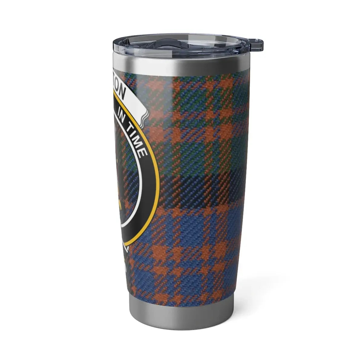 Clan Houston crest tumbler — 6.70 inch height shown, dimensions and size reference