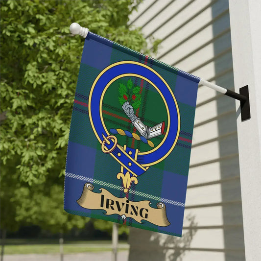 Irving Crest Clan Tartan Garden Flag product