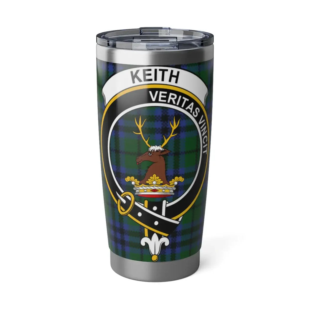 Keith clan crest tartan 20oz tumbler — stainless steel with Veritas Vincit heraldic design