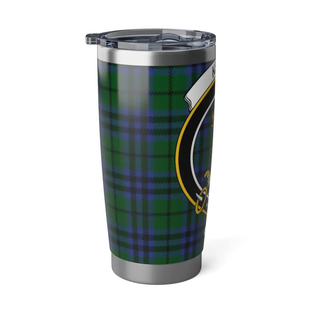 Keith clan crest green and blue plaid insulated travel tumbler — 20oz stainless steel