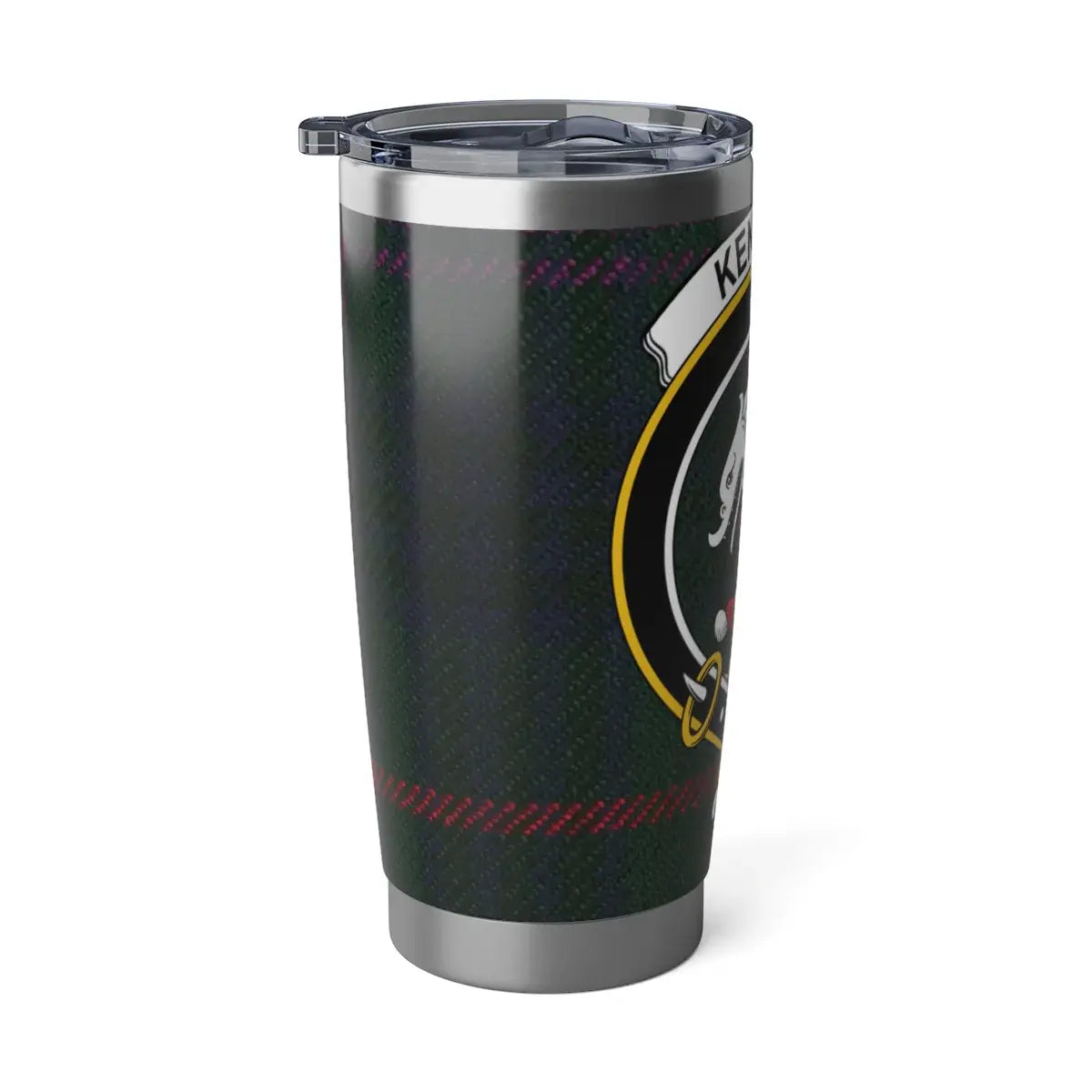 Kennedy clan crest tartan stainless steel tumbler — Avise La Fin clan crest design
