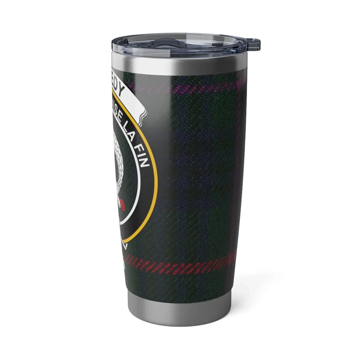Kennedy clan crest tartan travel tumbler — 20oz double-wall insulated stainless steel