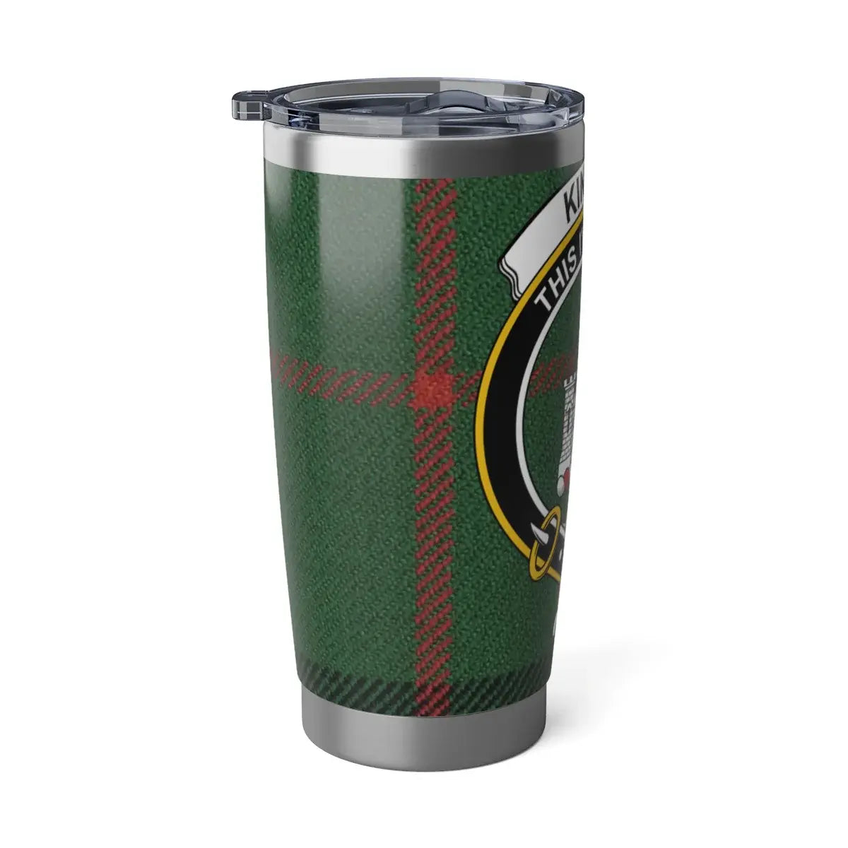 Knight Family Crest Custom Green Plaid Travel Mug