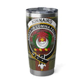 Clan Kinnaird tartan steel tumbler — 20oz insulated with Errantia Lumina Fallunt crest design