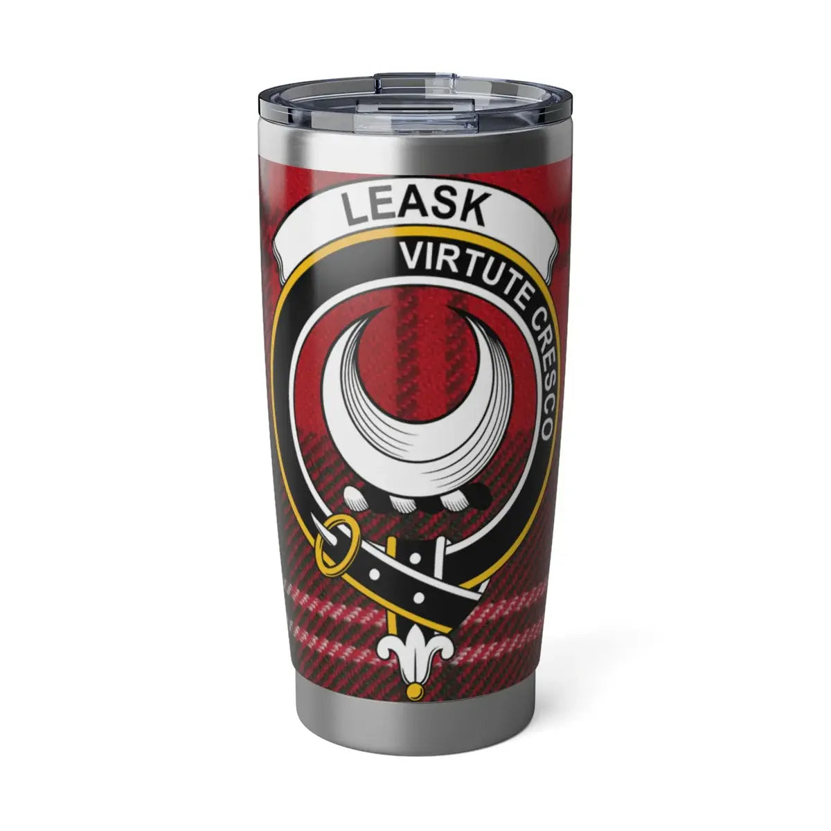 LEASK Virtute Cresco Red Plaid Stainless Steel Tumbler