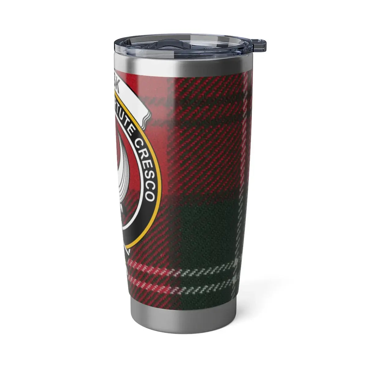 Scottish Clan Crest Red and Green Plaid Travel Mug