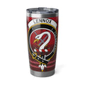 Clan Lennox tartan steel tumbler — 20oz insulated with I'll Defend crest and swan design