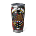 Leslie clan crest tartan 20oz tumbler — stainless steel with Grip Fast griffin heraldic design