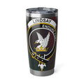 Lindsay clan crest tartan 20oz tumbler — stainless steel with Endure Fort eagle heraldic design