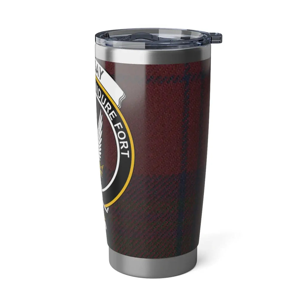 Lindsay clan tartan travel mug with clan crest — 20oz double-wall insulated stainless steel