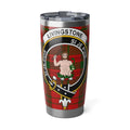 Clan Livingstone tartan steel tumbler — 20oz insulated with Si Je Puis crest design