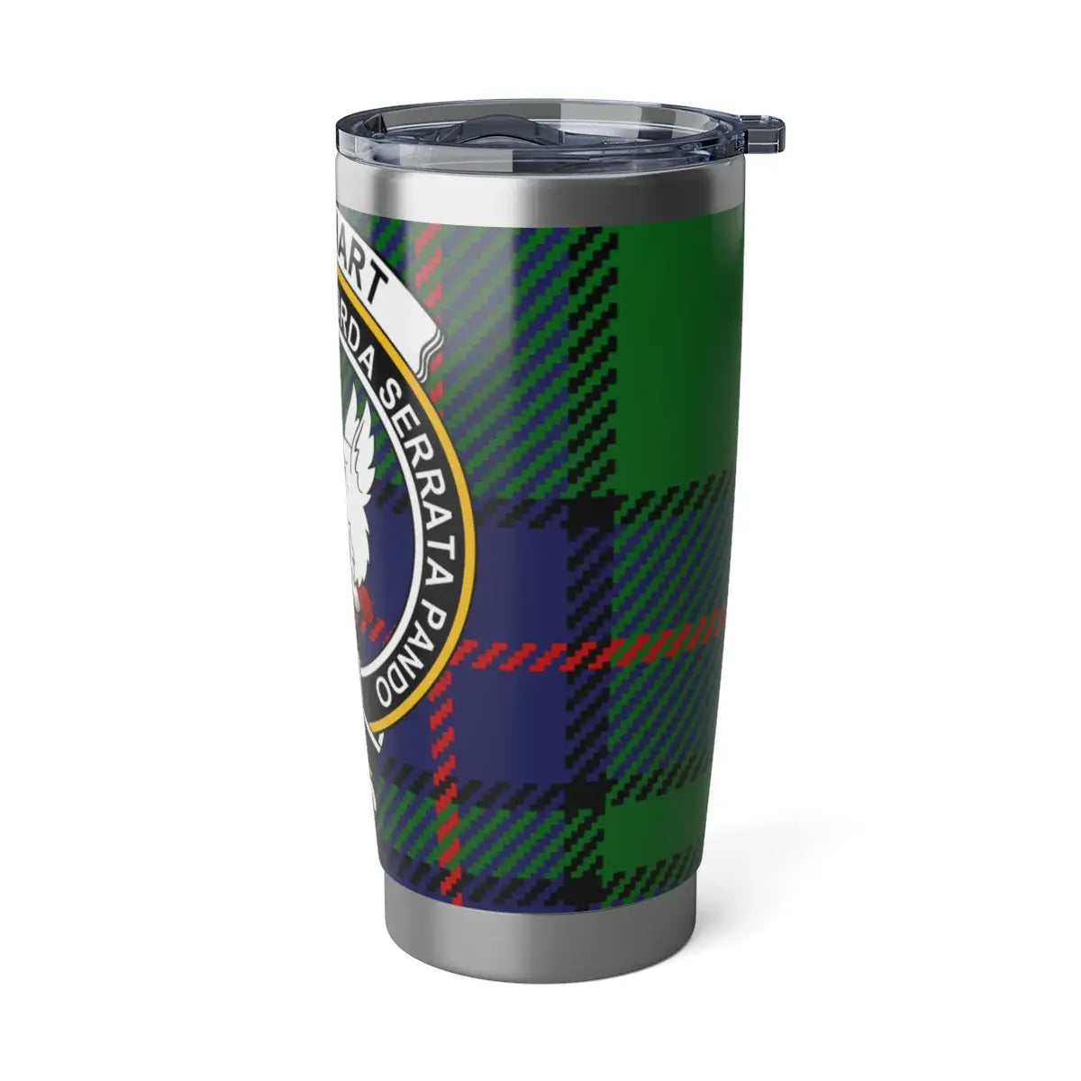 Clan Lockhart crest tumbler — 6.70 inch height shown, dimensions and size reference
