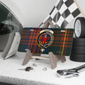 Logan clan crest tartan novelty license plate — 12x6 aluminium with Hoc Majorum Virtus heraldic design