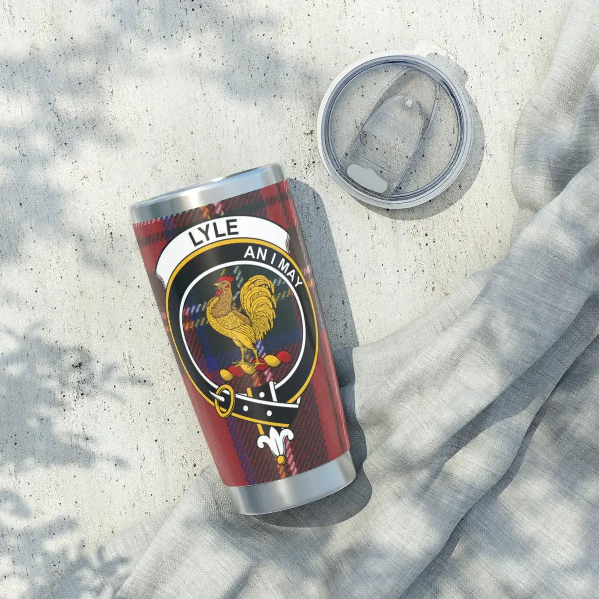 Rooster Crest Lyle Clan Plaid Travel Mug Design