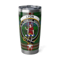 Clan Lyon tartan steel tumbler — 20oz insulated with In Te Domine Speravi crest design
