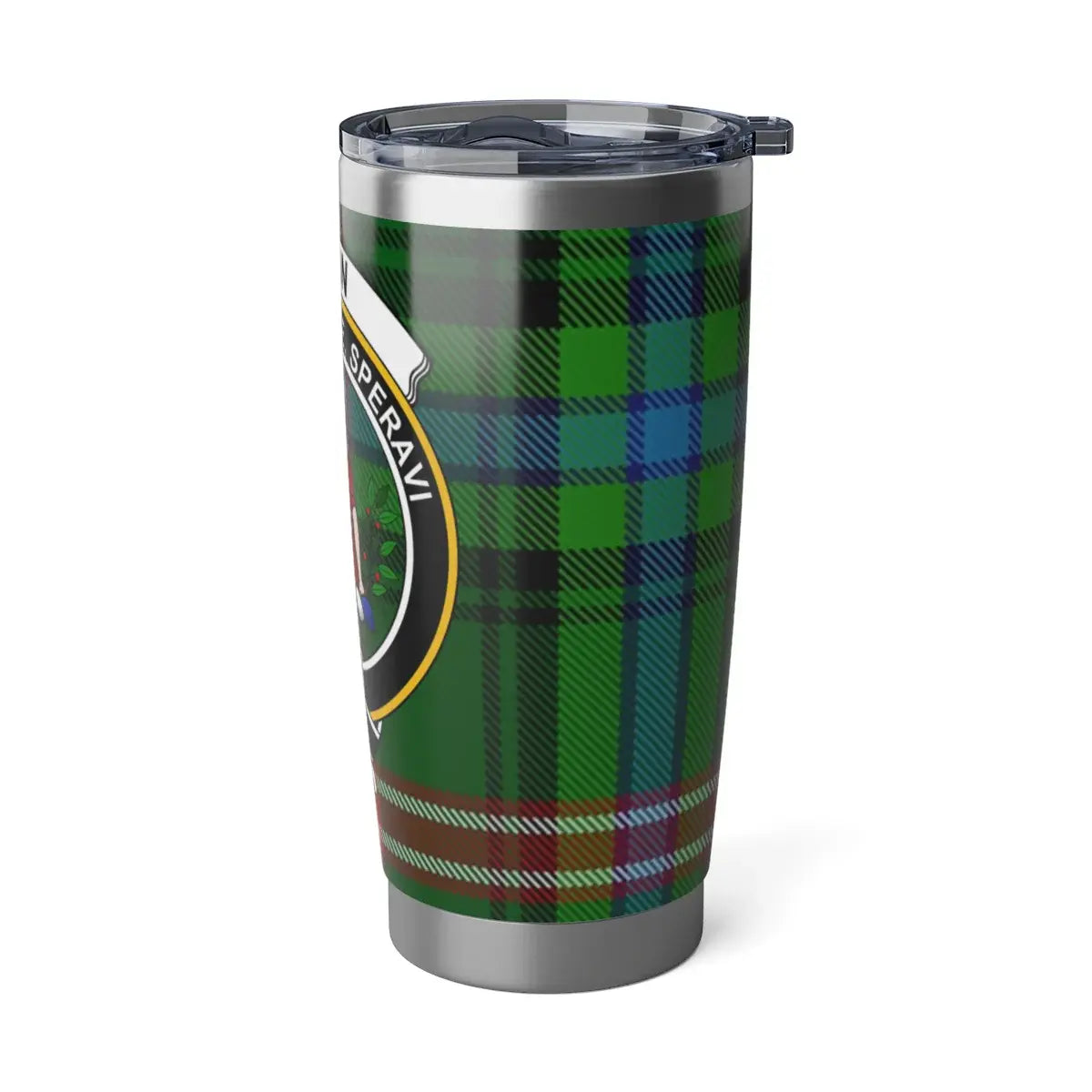 Clan Lyon crest tumbler — 6.70 inch height shown, dimensions and size reference