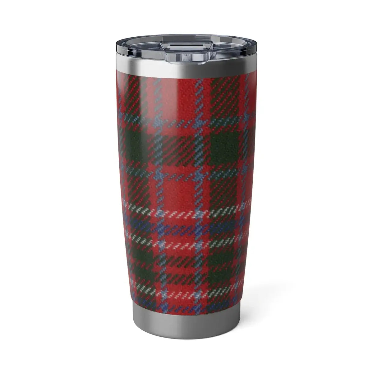 MacAlister clan tartan red green plaid travel tumbler — 20oz stainless steel