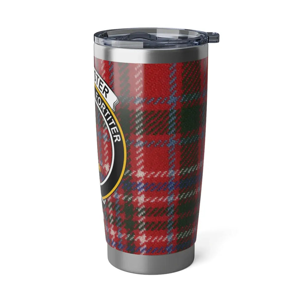 MacAlister clan red and green tartan travel tumbler — 20oz double-wall insulated stainless steel