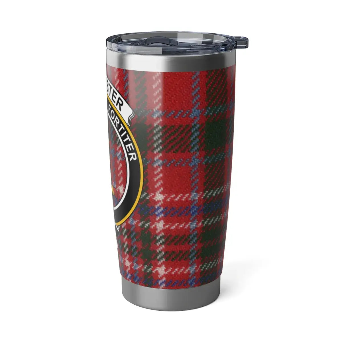 MacAlister clan red and green tartan travel tumbler — 20oz double-wall insulated stainless steel