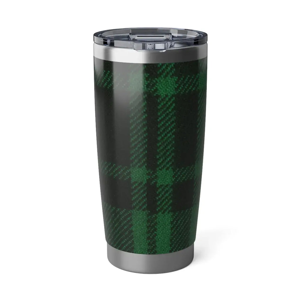 Green and Black Plaid Pattern Travel Mug