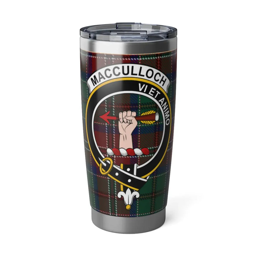 Clan MacCulloch tartan crest 20 oz insulated stainless steel tumbler — Vi Et Animo design