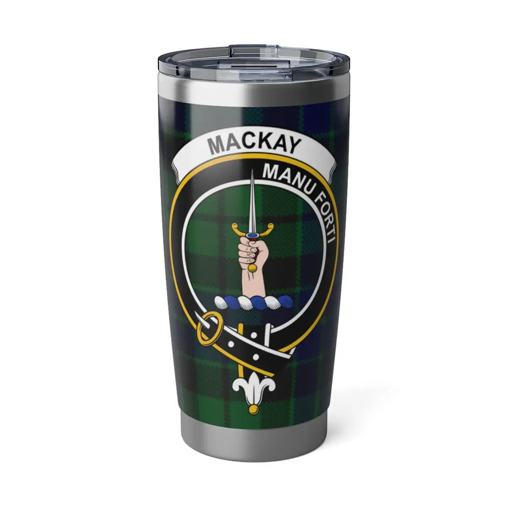 MacKay Manu Forti plaid clan crest insulated tumbler — 20oz stainless steel with heraldic design