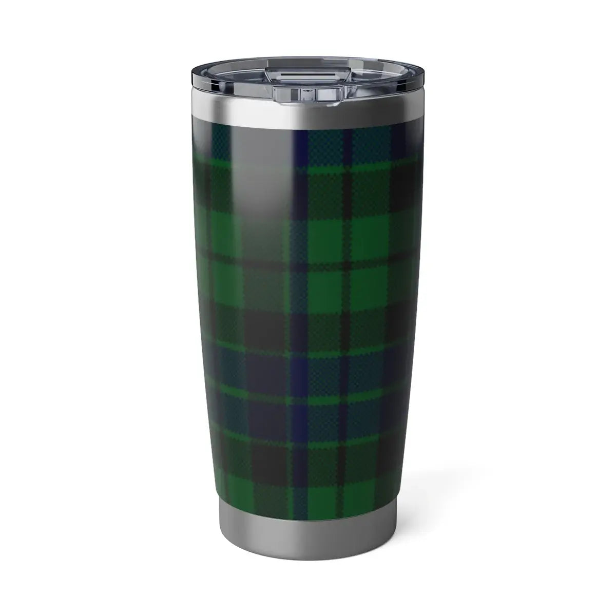 MacKay clan tartan green and navy plaid pattern insulated tumbler — 20oz stainless steel