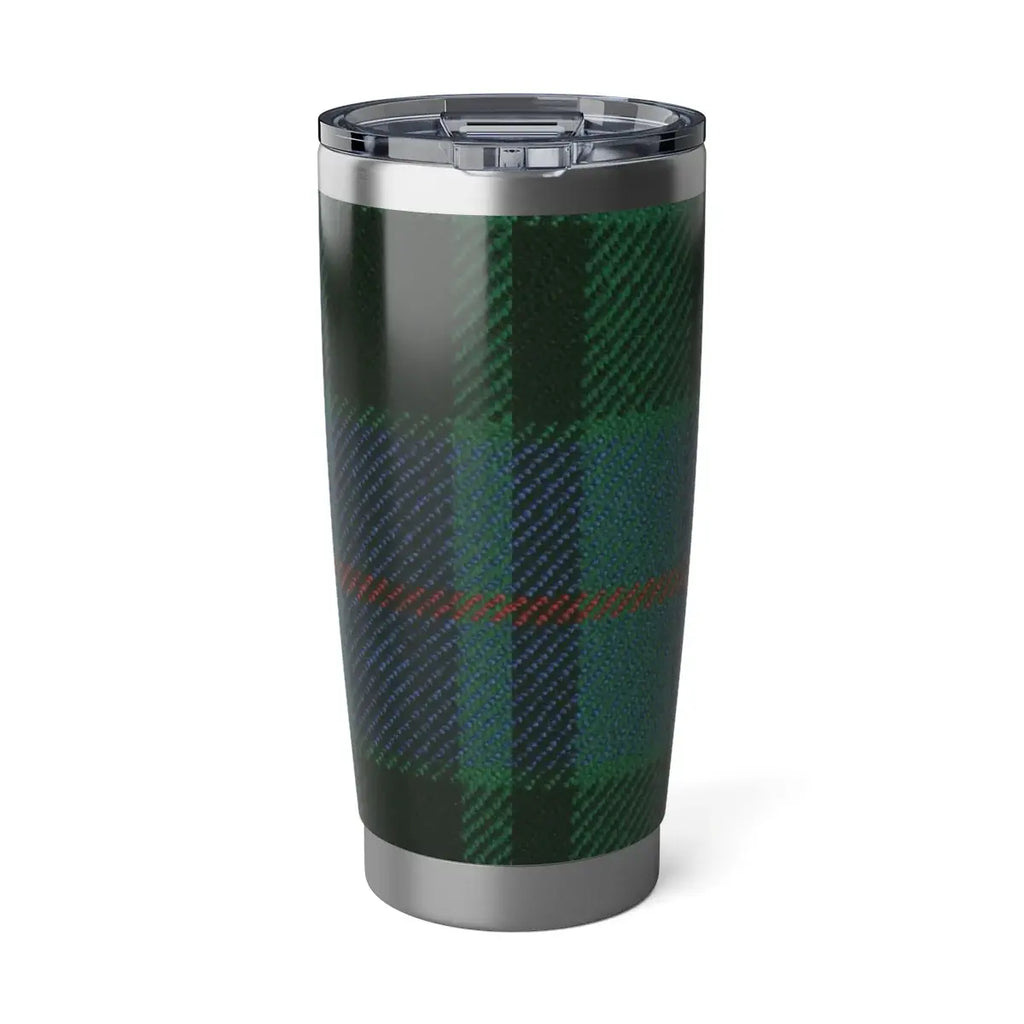 Morrison clan tartan insulated travel tumbler — 20oz stainless steel with Teaghlach Phabbay crest