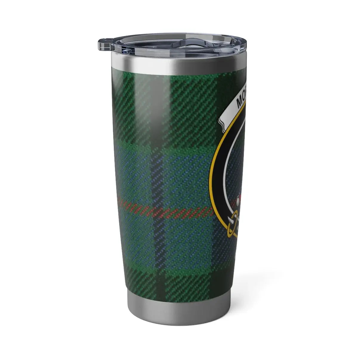 Morrison clan crest tartan design travel tumbler — double-wall insulated stainless steel