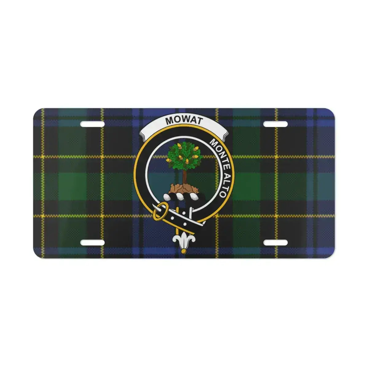 Mowat Family Crest Tartan Plaid License Plate product