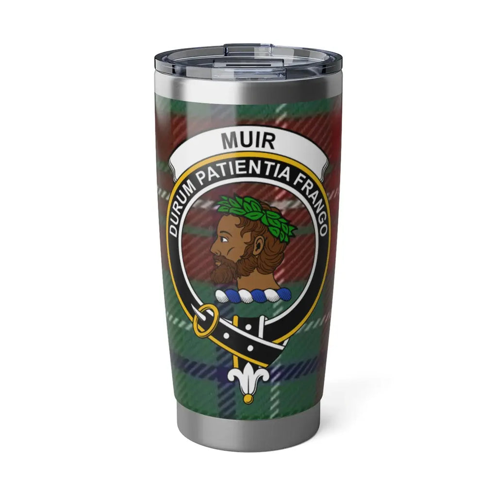 Clan Muir Durum Patientia Frango tartan clan crest tumbler — 20oz insulated stainless steel