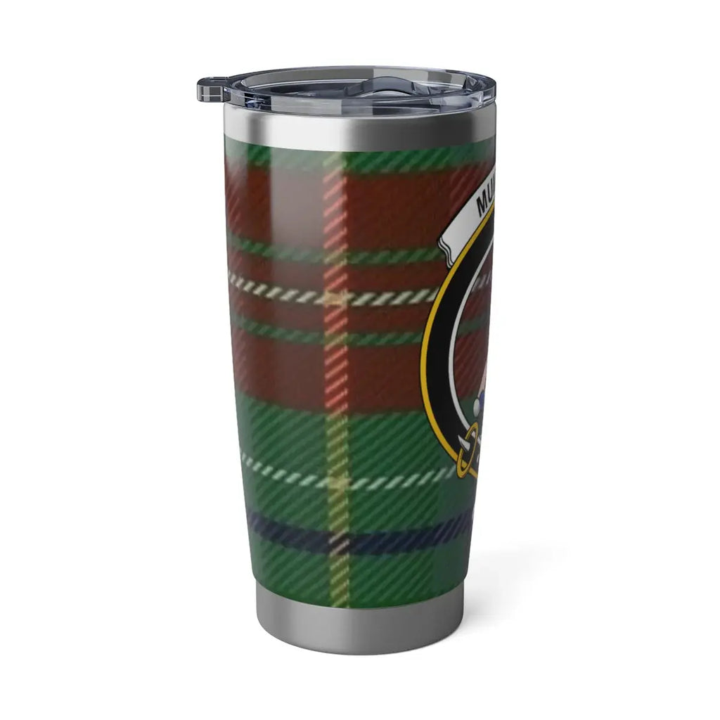 Muirhead Auxilio Dei clan crest highland tartan tumbler — stainless steel insulated drinkware