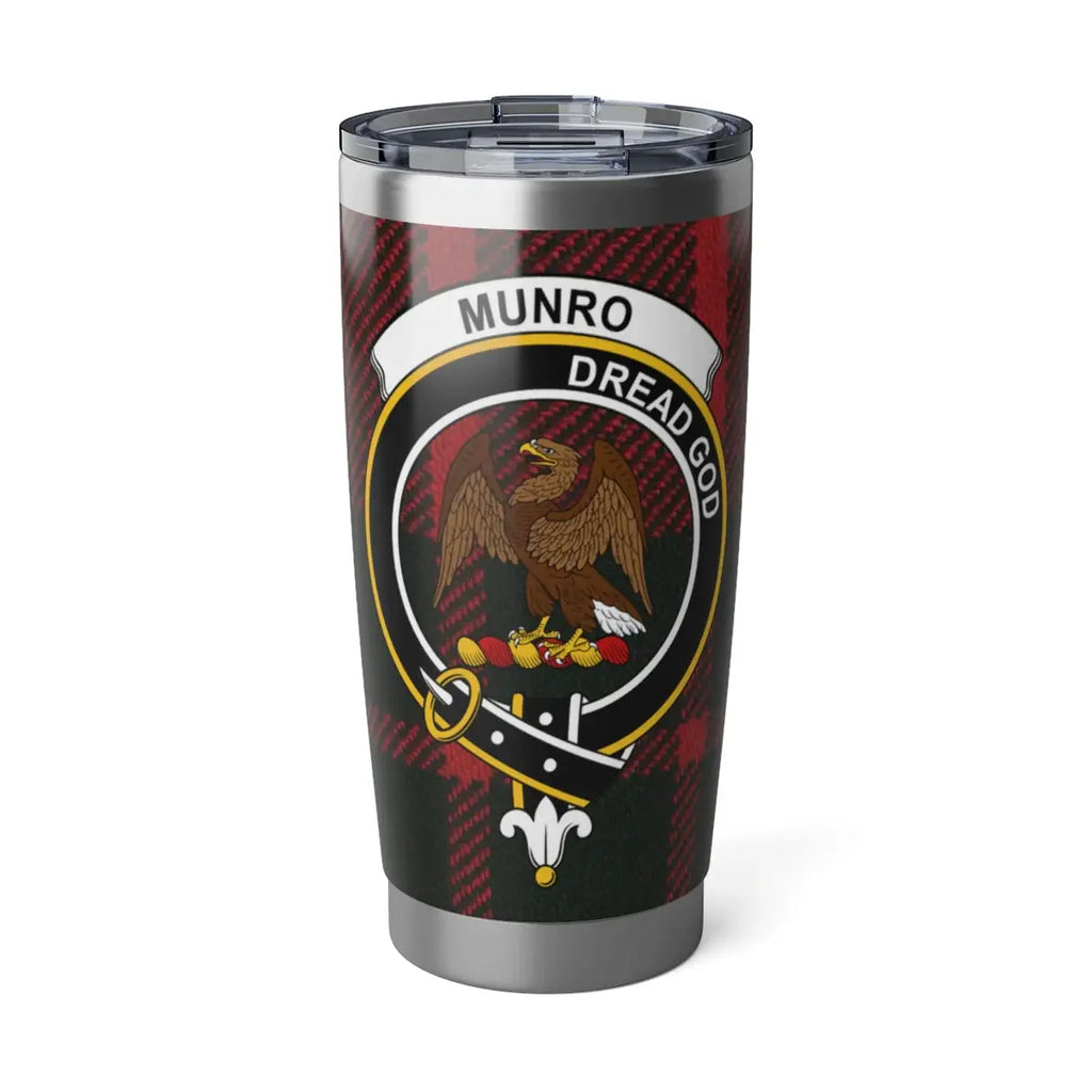 Clan Munro Dread God eagle crest tartan tumbler — 20oz insulated stainless steel
