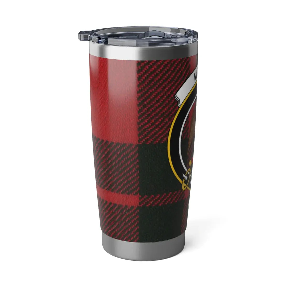 Munro clan red and black tartan plaid insulated tumbler — 20oz stainless steel for beverages