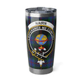 Clan Nairn tartan crest tumbler — 20 oz insulated stainless steel with L'Espérance Me Conforte print