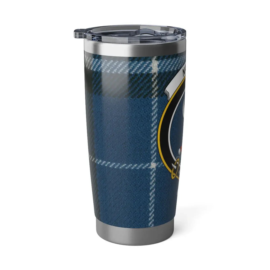 Napier crest tumbler with secure lid — spill-resistant, fits car cup holder