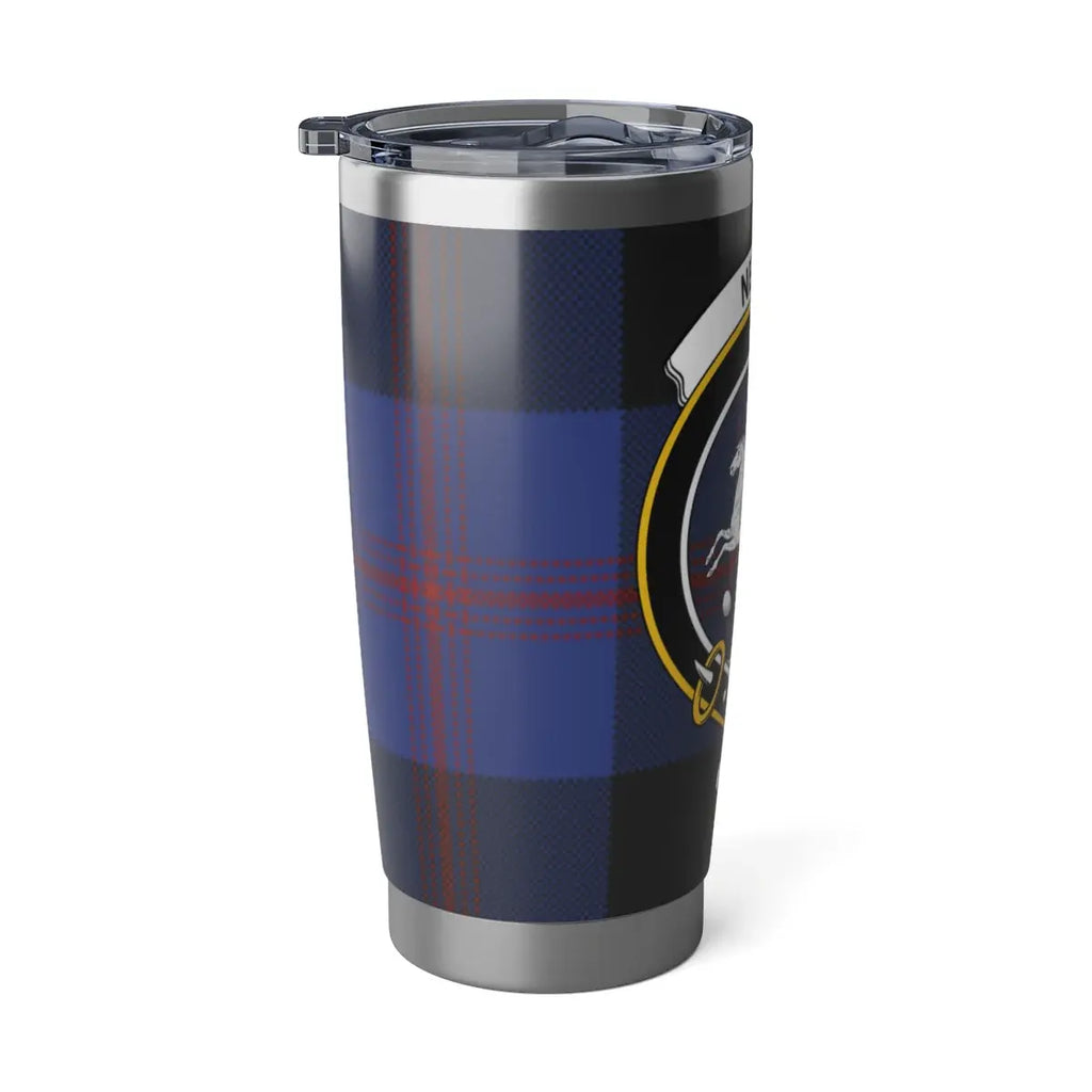 Navy Checkered Pattern Large Stainless Steel Tumbler