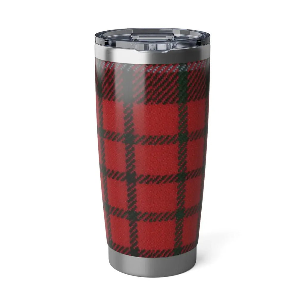 Clan Nicholson red and black tartan tumbler — 20 oz insulated steel, fits car cup holders