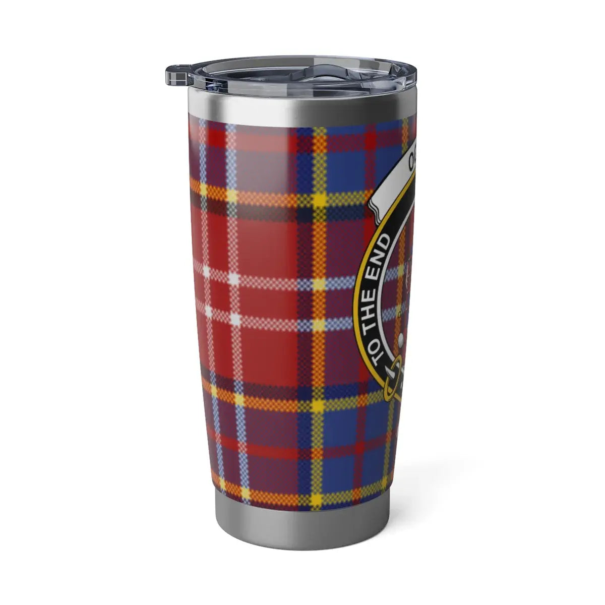 Red and Blue Plaid Stainless Steel Travel Tumbler