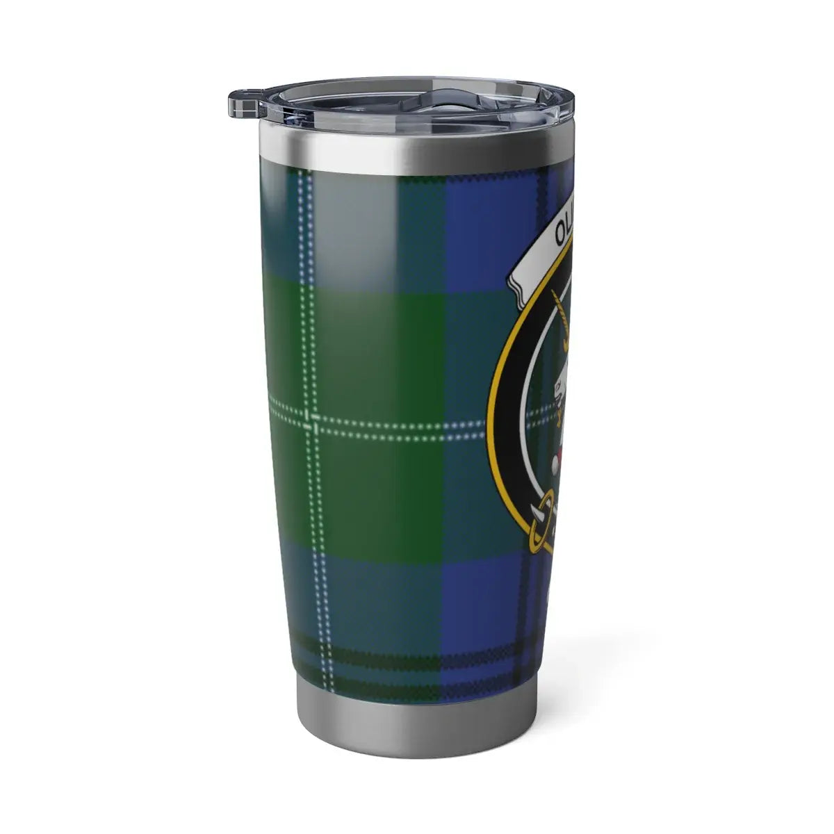 Oliphant crest tumbler with secure lid — spill-resistant, fits car cup holder