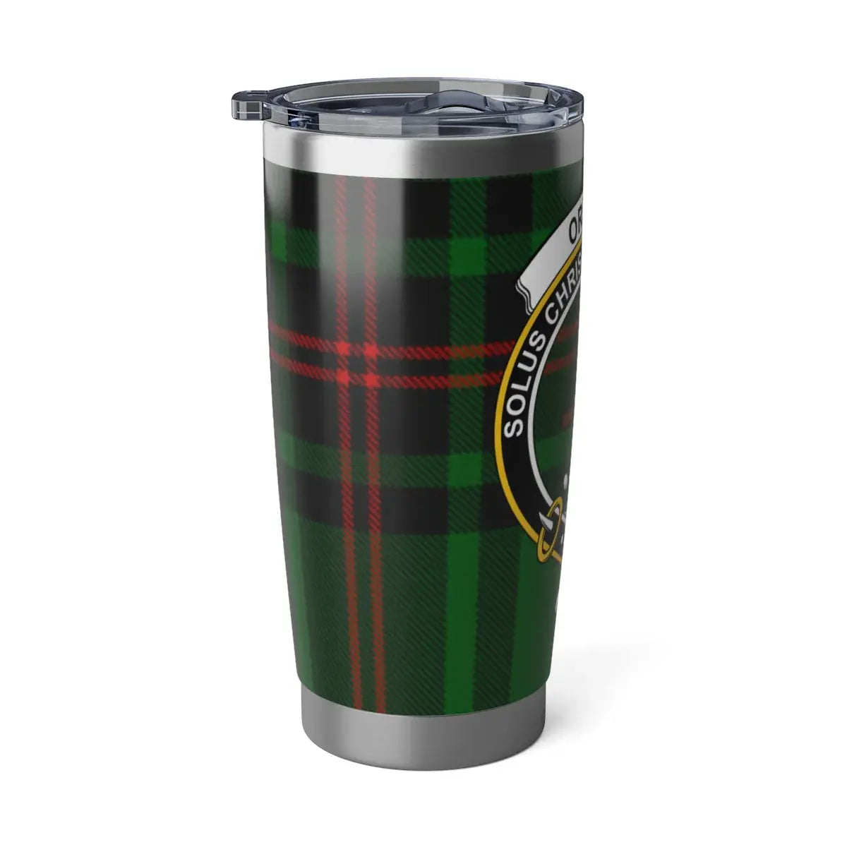 Green Plaid Pattern Tumbler with Logo Design