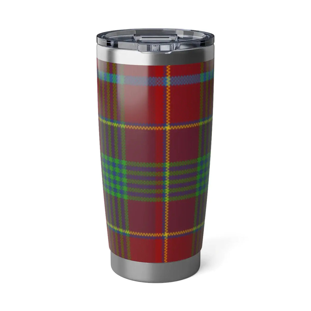 Clan Pitcairn red tartan plaid insulated tumbler — 20 oz stainless steel, fits car cup holders