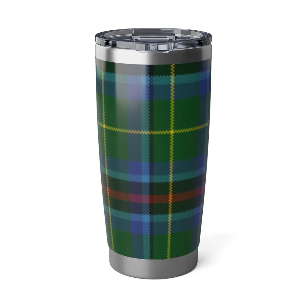 Clan Pringle green and blue tartan insulated tumbler — 20 oz stainless steel, fits car cup holders
