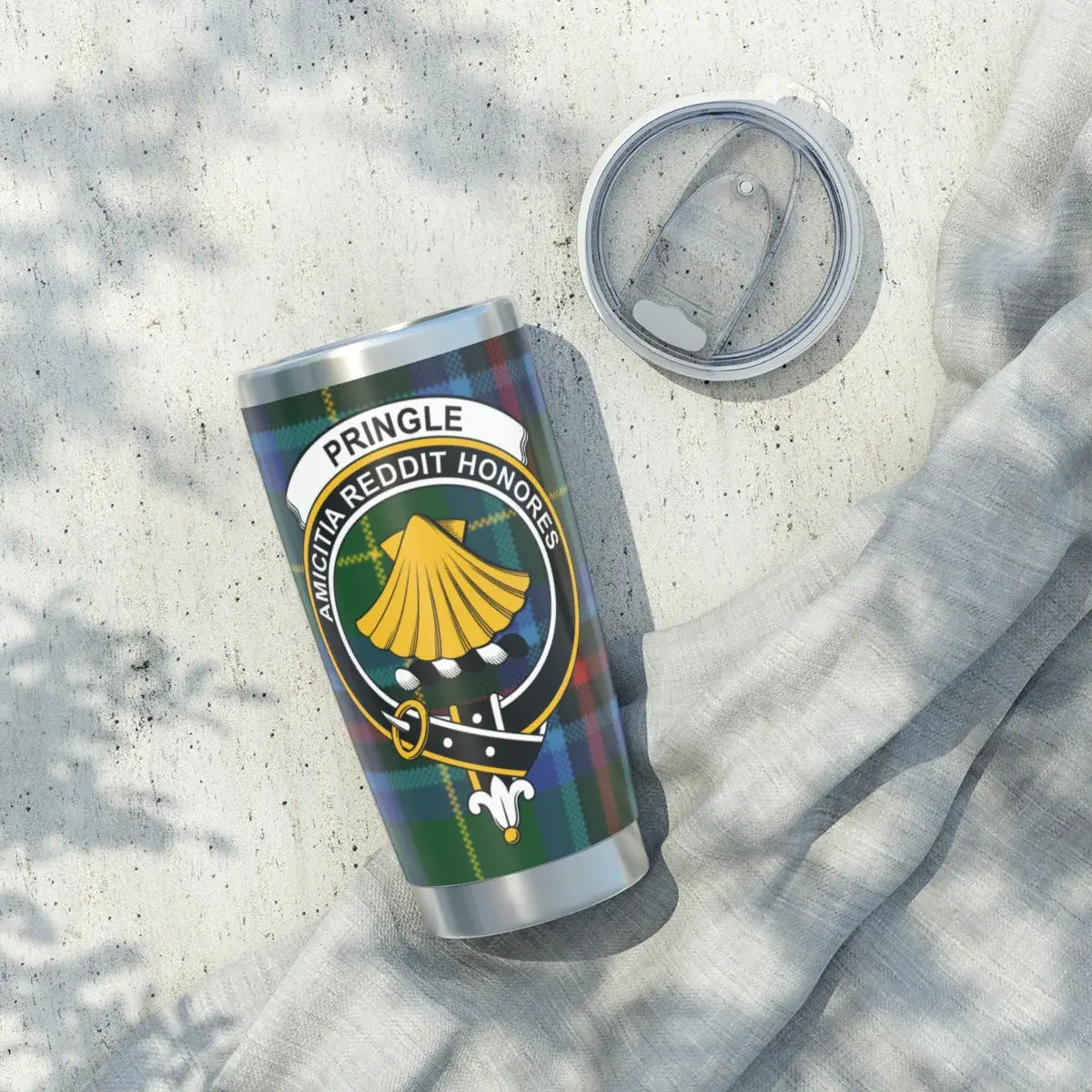 Clan Pringle Amicitia Reddit Honores insulated tumbler — 20 oz stainless steel crest design