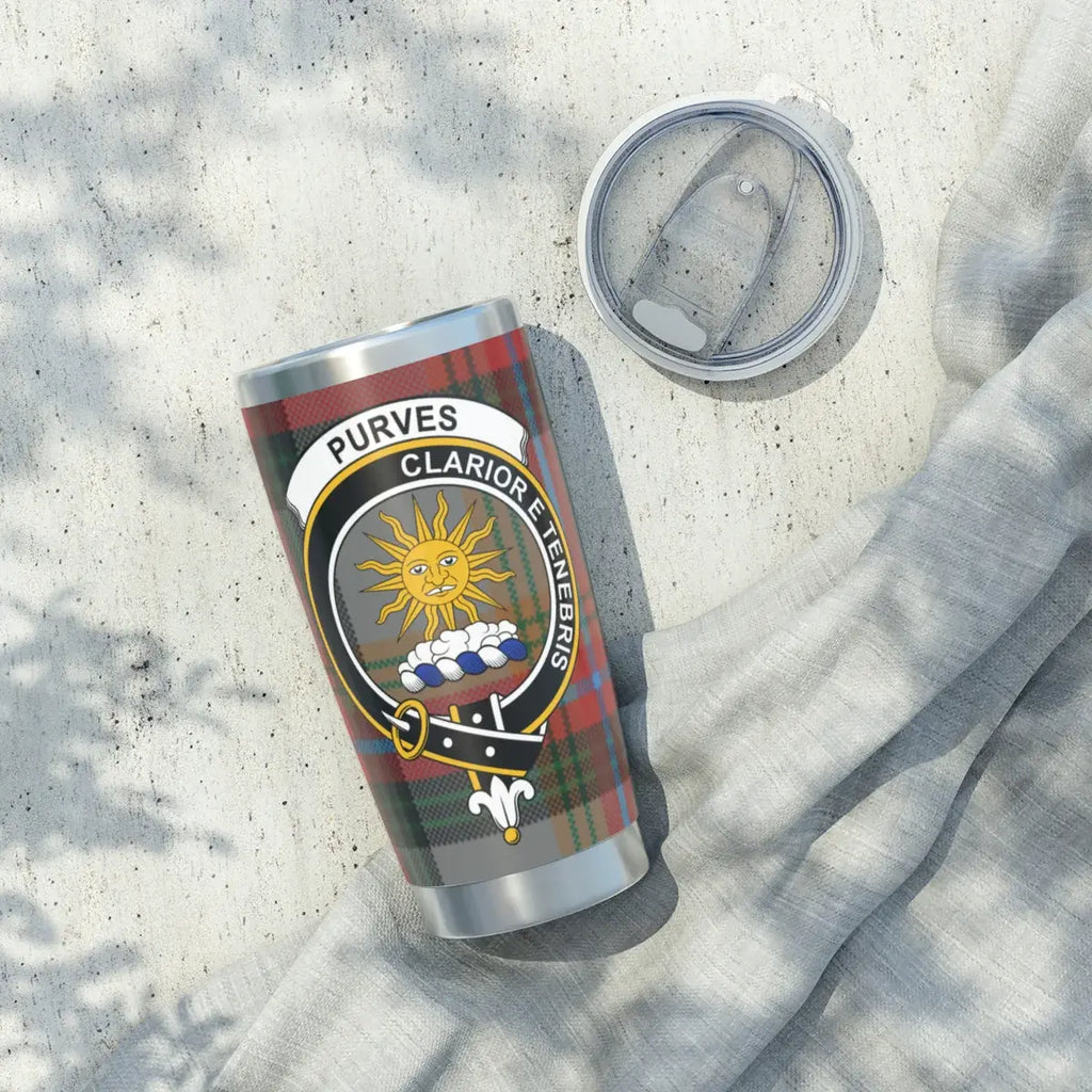 Sunshine and Tartan Clan Crest on Stainless Steel Tumbler