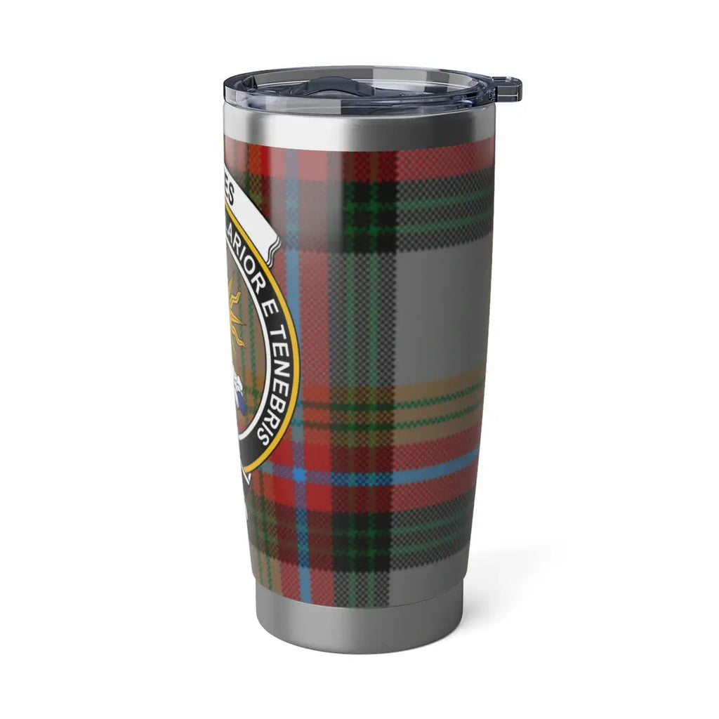 Clan Crest Travel Tumbler with Tartan Plaid Design