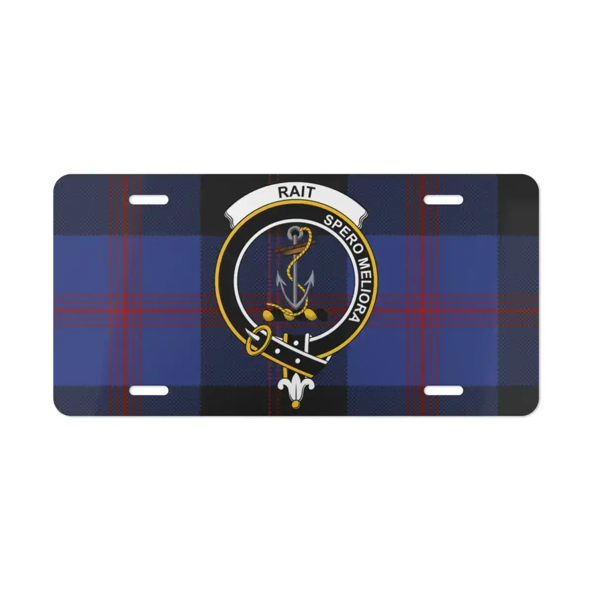 Rait Crest Spero Meliora Blue Plaid License Plate product type